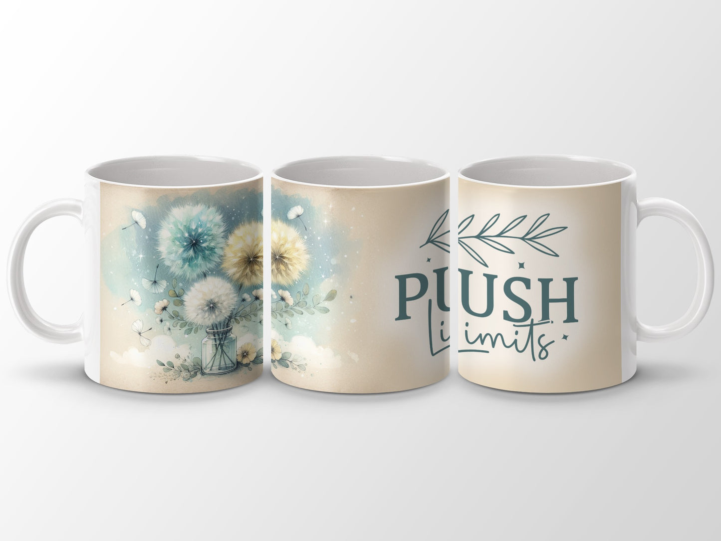 Watercolor Dandelion PUSH limits Inspiring Mug product type