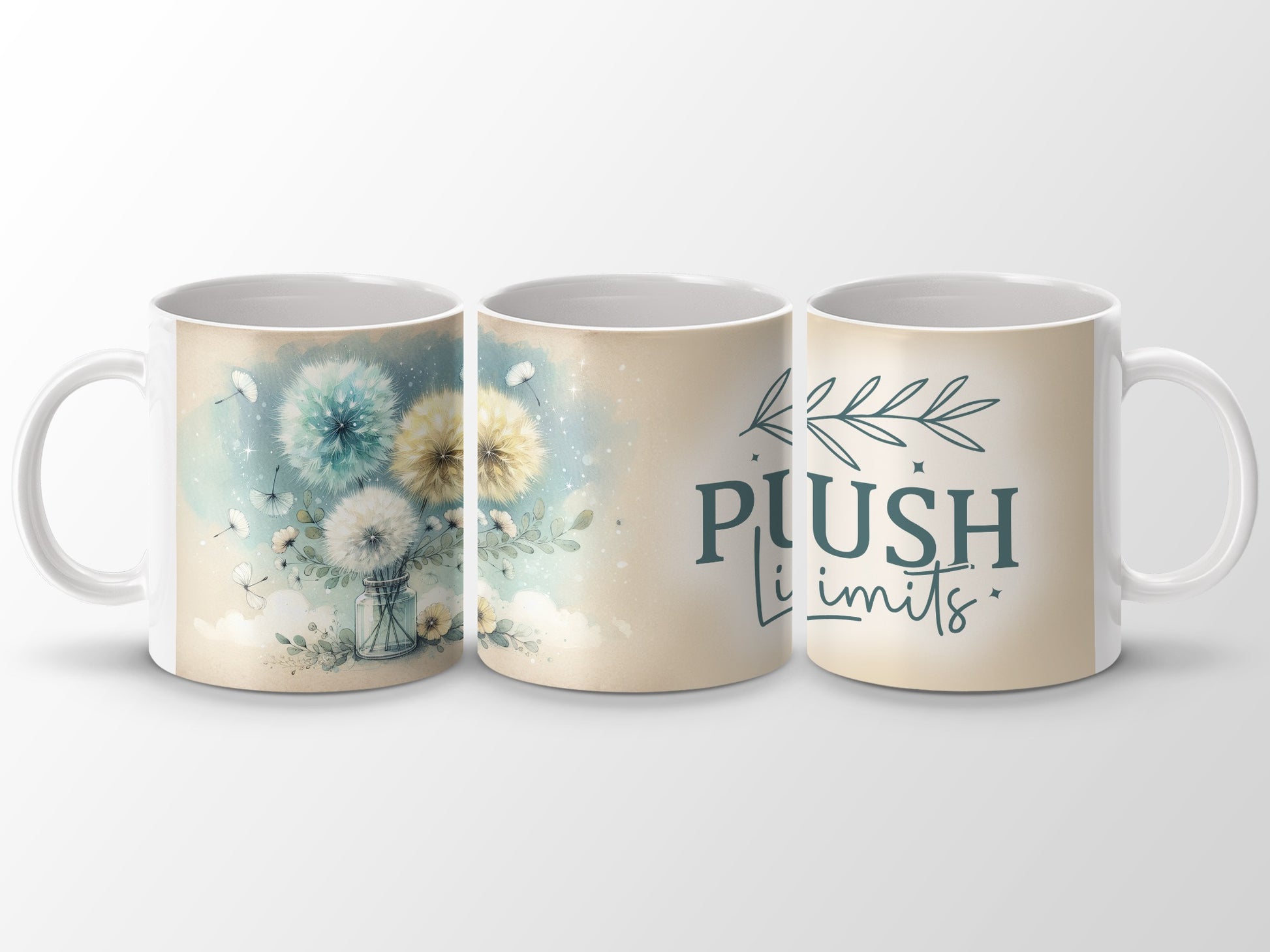 Watercolor Dandelion PUSH limits Inspiring Mug product type