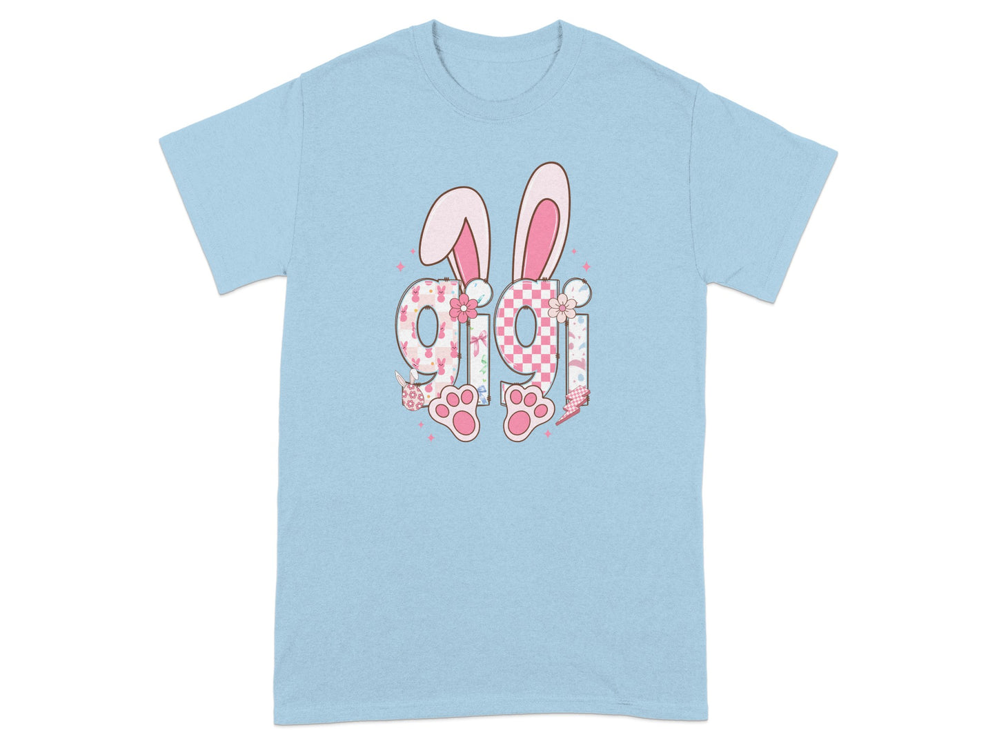 Cute Bunny Ears 9191 Design Light Blue T-Shirt
