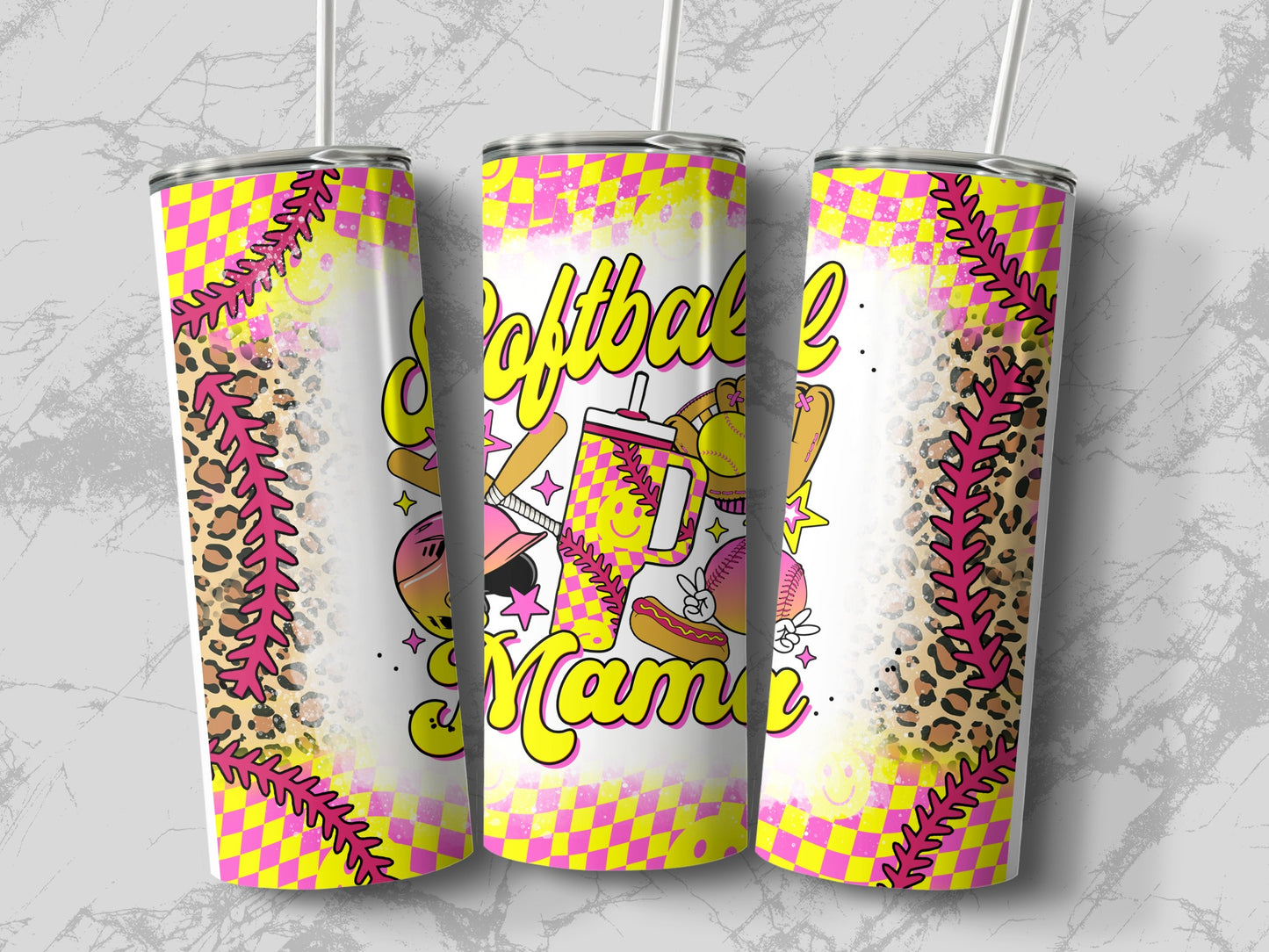 Softball Mom Tumbler with Colorful and Fun Design