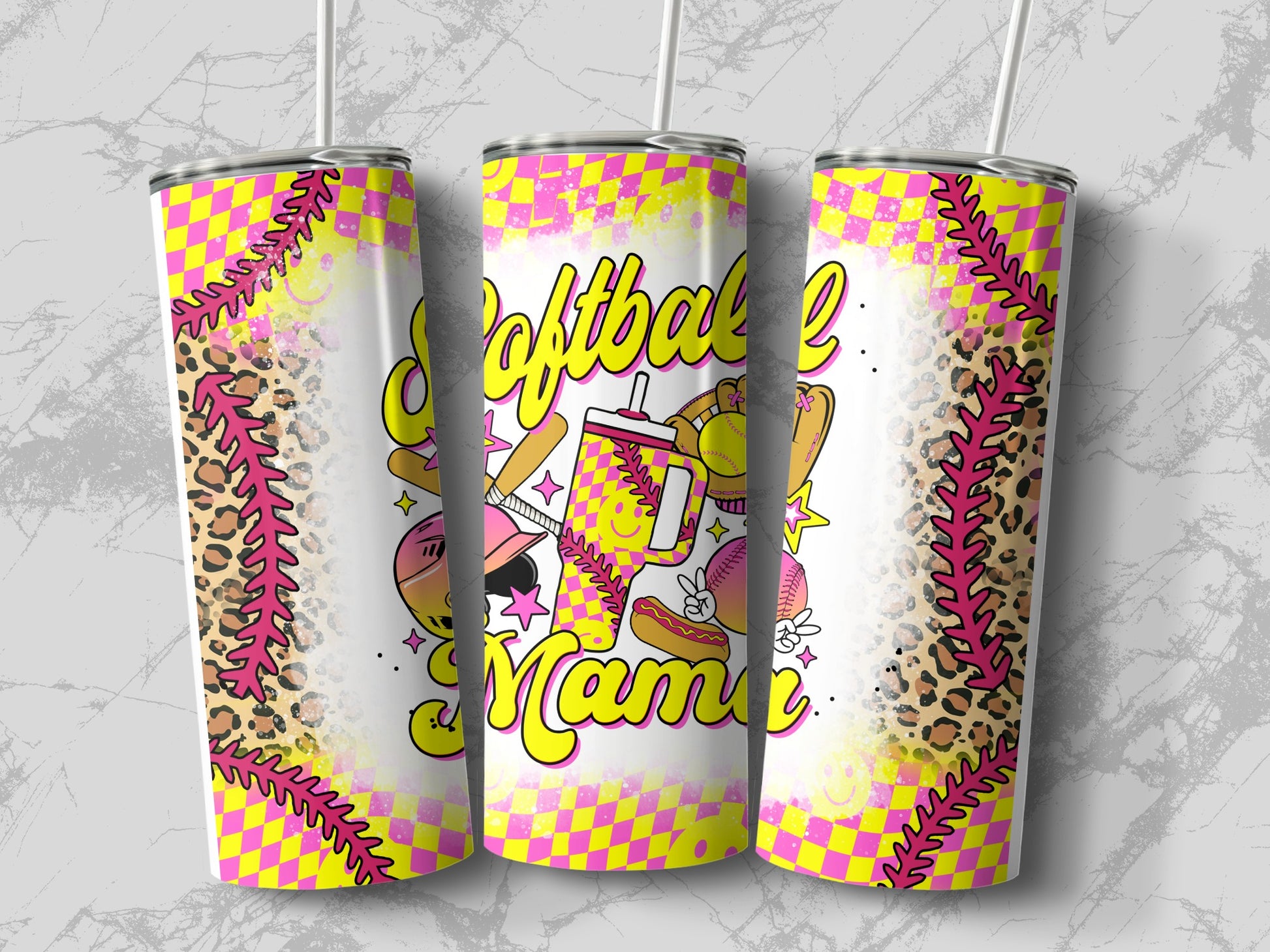 Softball Mom Tumbler with Colorful and Fun Design