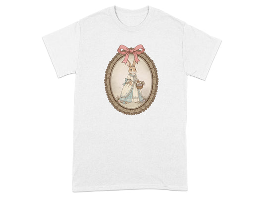 Vintage Style Rabbit with Pink Bow T-shirt