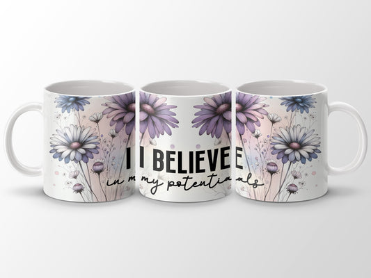 I BELIEVE in my potentials Purple Blue Flower Mug product type
Mug, Coffee Mug, Floral Design, Inspirational Mug, Motivational Gift, Believe Potentials, Positive Affirmation, Purple Flowers, Blue Daisies, Quote Mug, Drinkware, Home Decor, Gift Idea, Unique Mug, Artistic Print, Watercolor Flowers, Self Empowerment, Daily Motivation, Daisy Mug, Flower Pattern