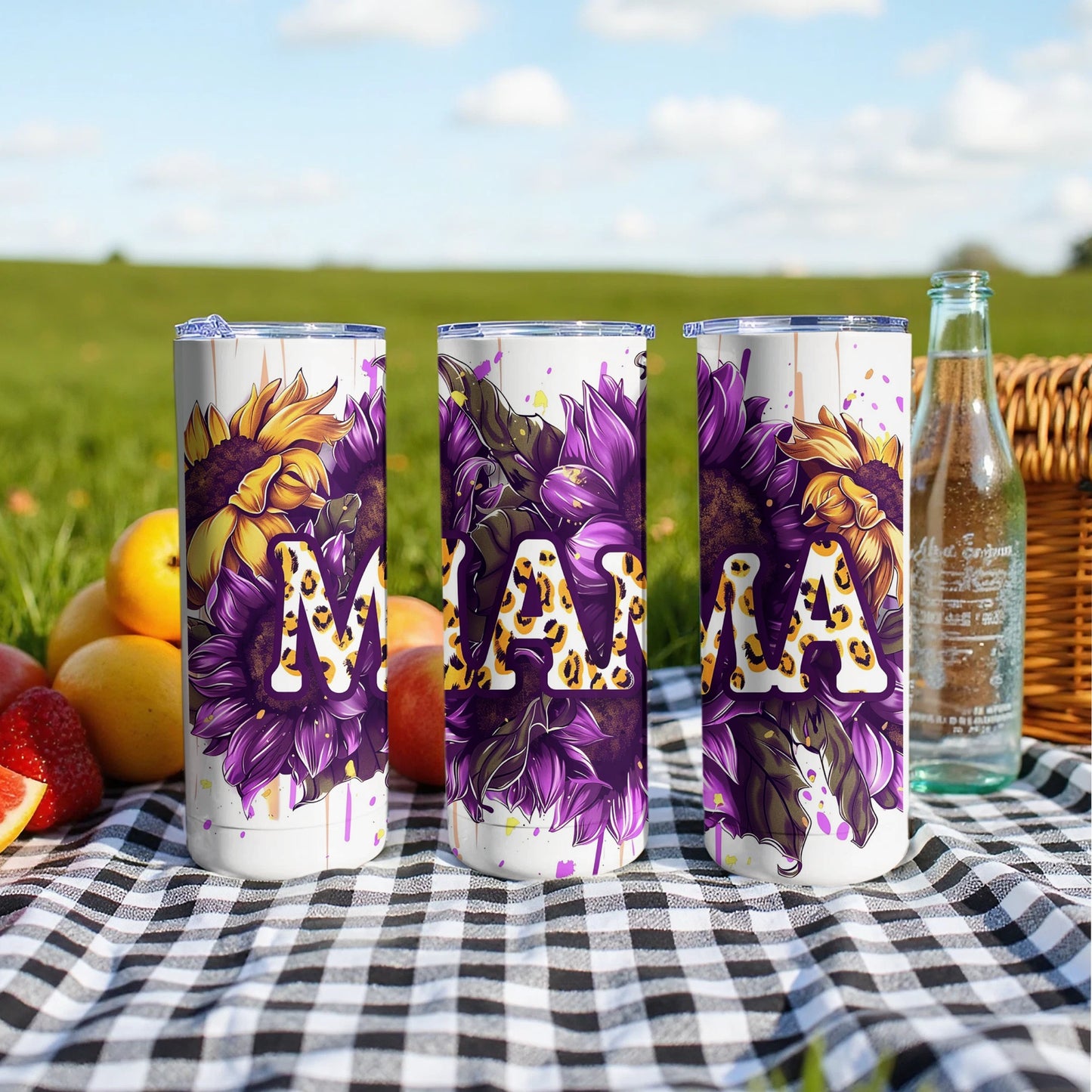Vibrant Floral MAMA Design Insulated Tumbler Cup