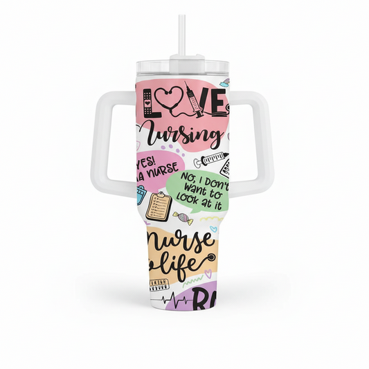 I Love Nursing 40oz. Tumbler with Handle