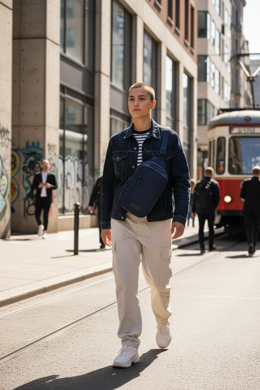 Navy Urban Crossbody Sling Bag Lifestyle