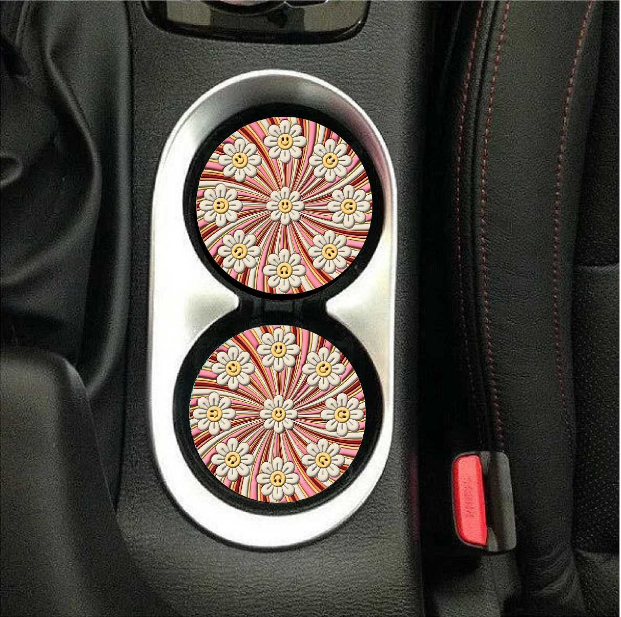 Smiley Daisy Merry Go Round Car Coasters