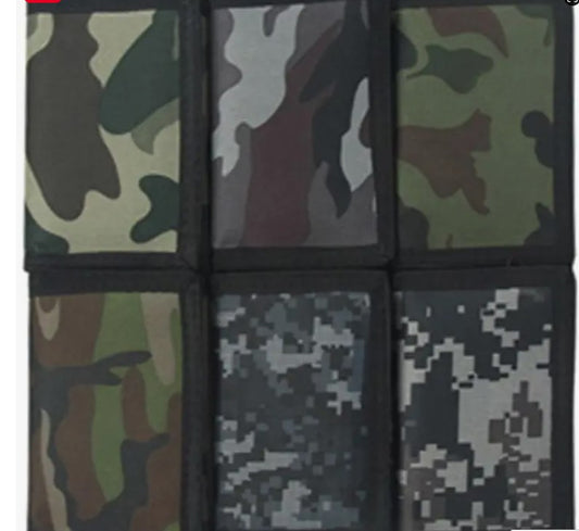 Camouflage Print Nylon  Velcro Tri-fold Wallet