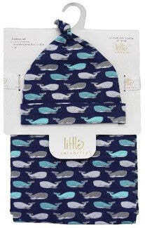 Whales Swaddle Blanket & Hat Set