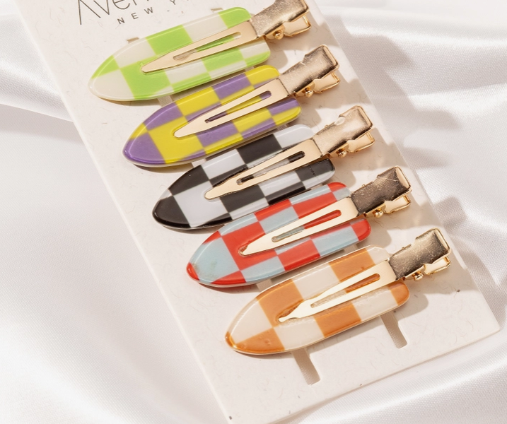 Medium Checkerboard Hair Pin Set