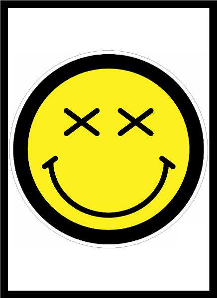 Yellow and Black Smiley Face Vinyl Decal