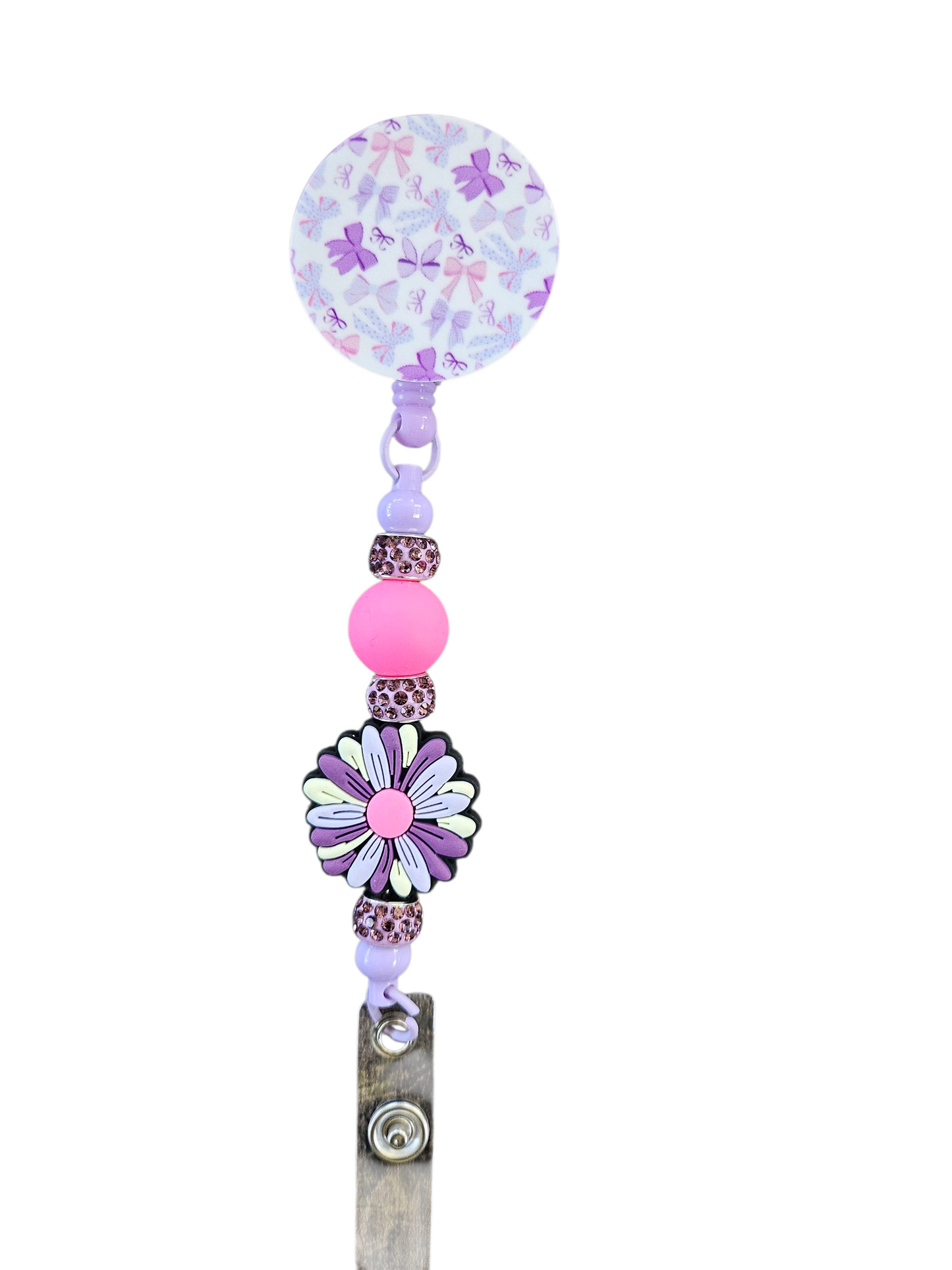 Beaded Badge Reel with Quote