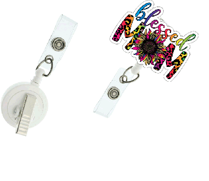 Large Blessed Mom Badge Reel