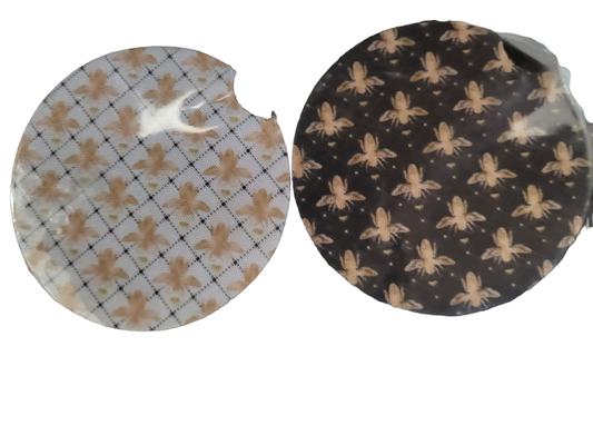 Black and Gold Bee Car Coasters