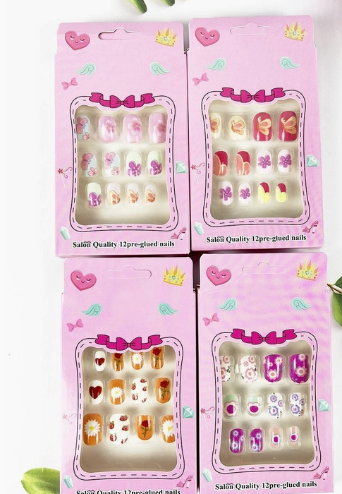 Asst. 12 Piece Pack Of Children's Press On Nails Designs