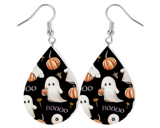 Boos and Pumpkins Teardrop Earrings