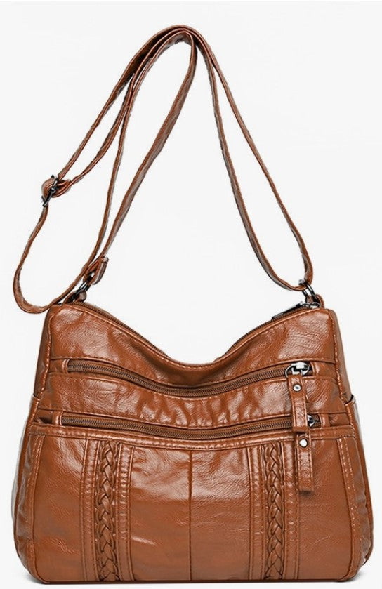 Texture Soft PU  Leather Messenger BAG