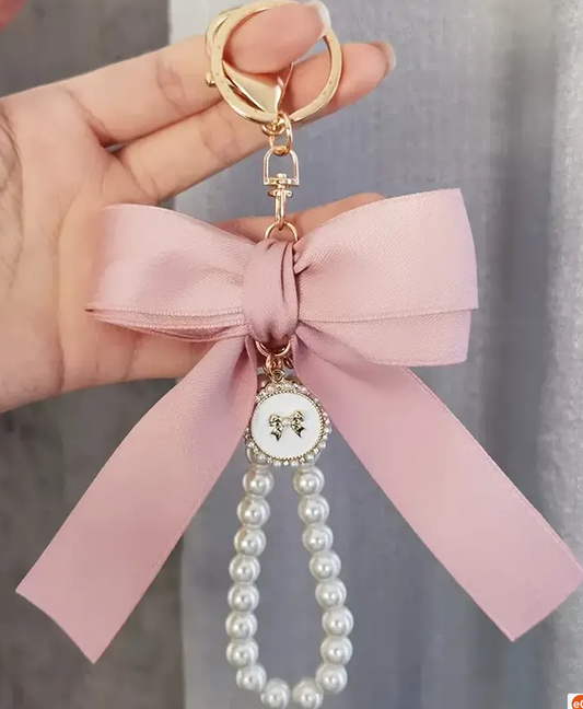 Coquette Bow & Pearl Keychain