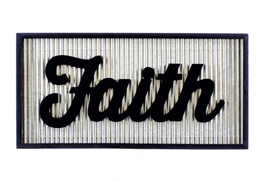 Metal and Wood Faith Sign