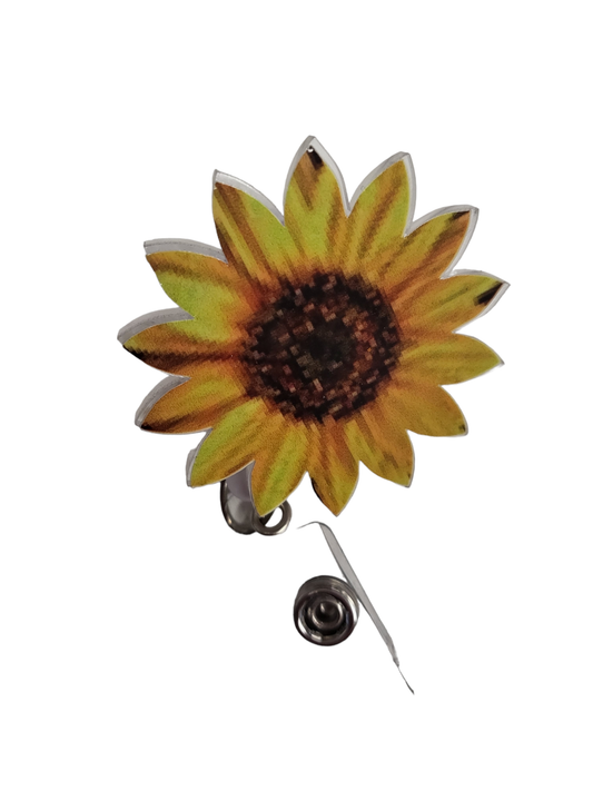 2  Inch Acrylic Sunflower Badge Reel