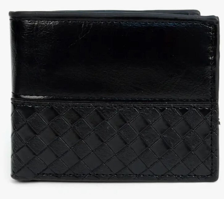 Men's Blk Woven Bi Fold Wallet