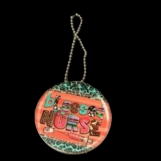Animal Print Blessed Nurse Car Charm