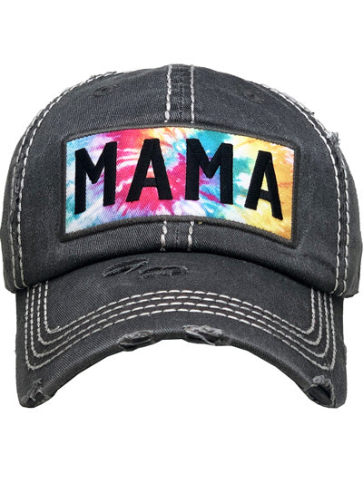 Mama Tie Dye Vintage Baseball Hat - Black