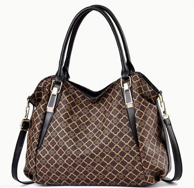 Black Vintage Pattern Large Capacity Shoulder Bag