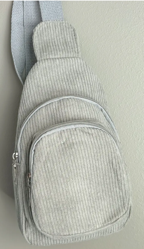 Light Gray Corduroy Sling Bag