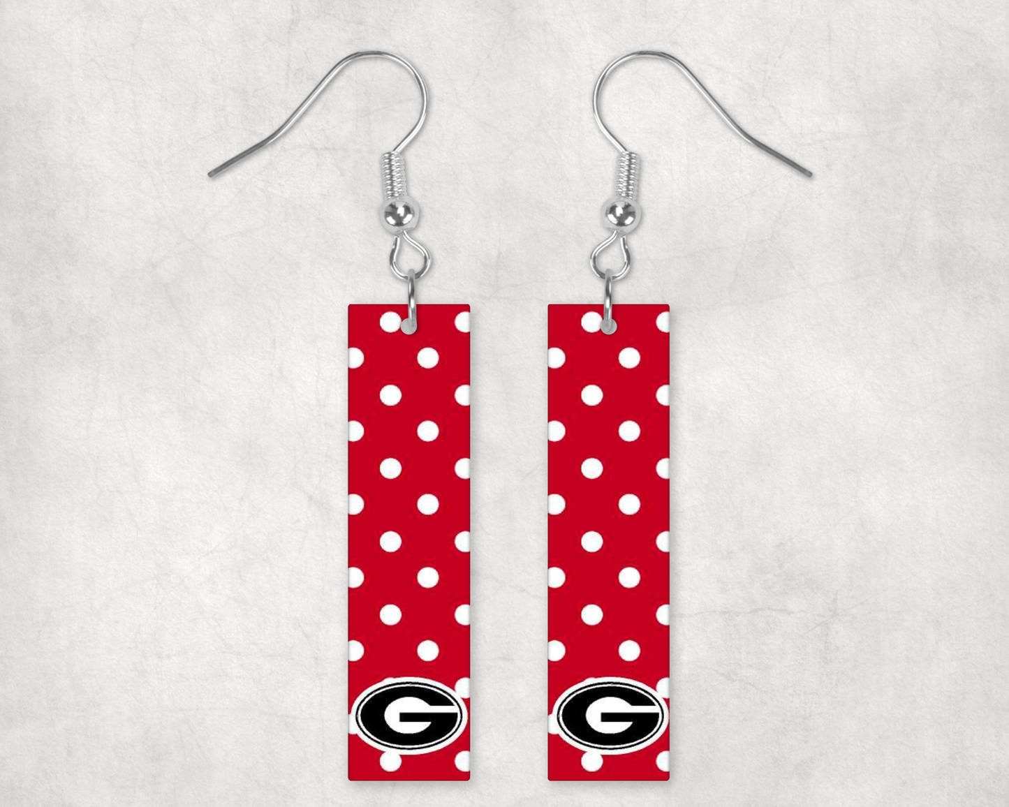 Sports Bar Earrings  Georgia Red Asst. Patterns