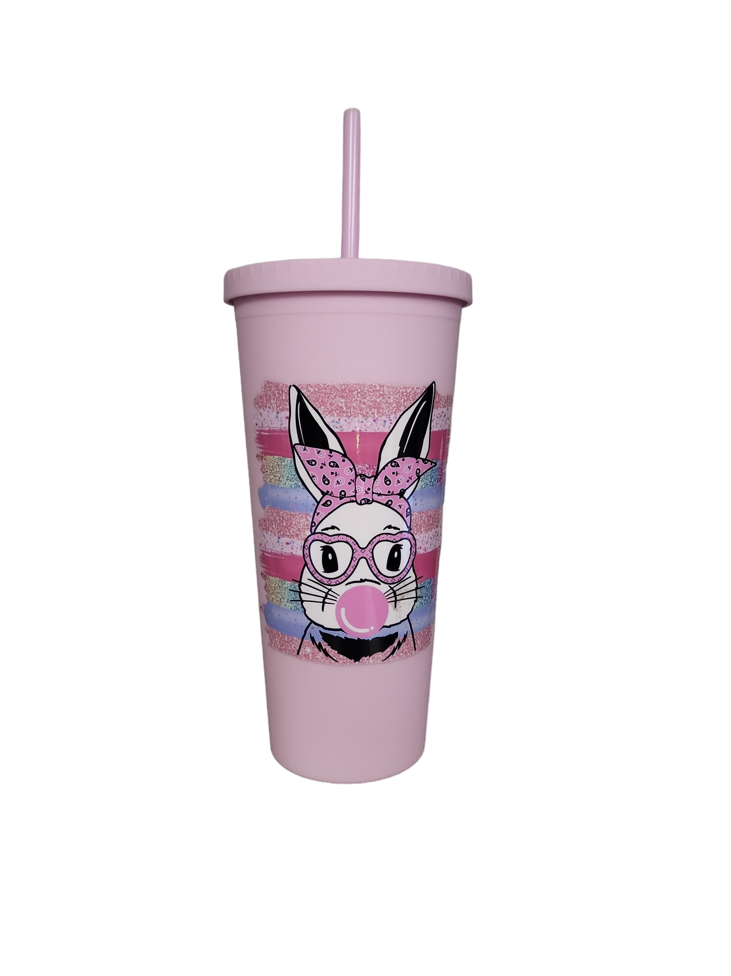 24 oz. Pink Acrylic Tumbler with  Cute Bandana Bunny