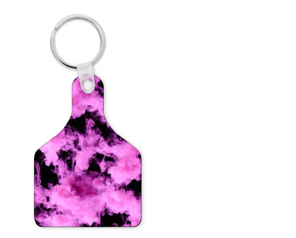 Pink And Black Cow Tag Keychain