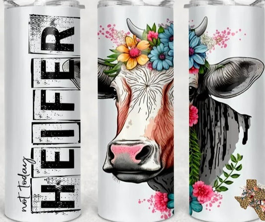 Woodgrain Heifer with Bright Flowers