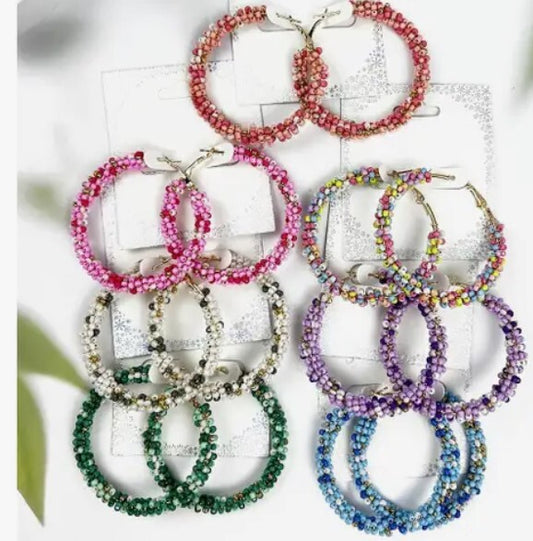 Seed Bead Hoop Earrings