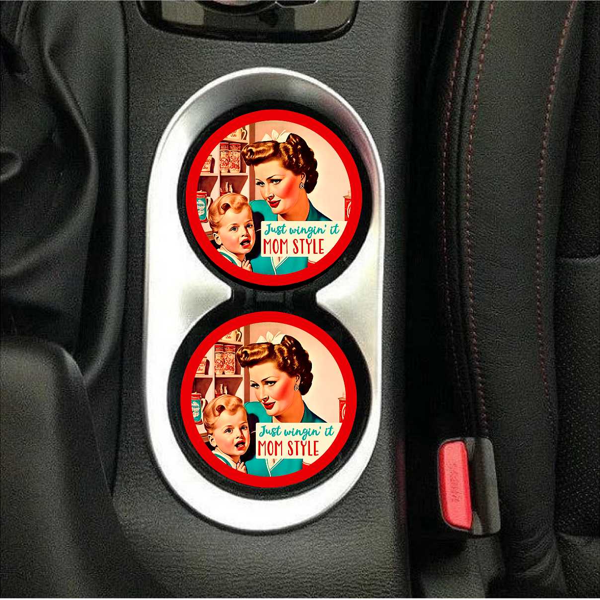 Just Wingin' It Mom Style Car Coasters