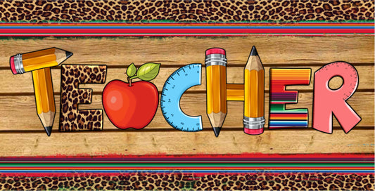 Woodgrain Teacher Car Tag