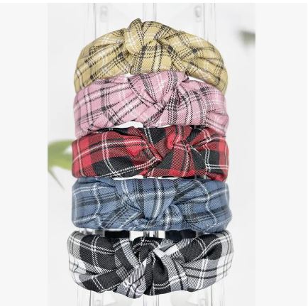 Plaid Knotted Fabric Head Band