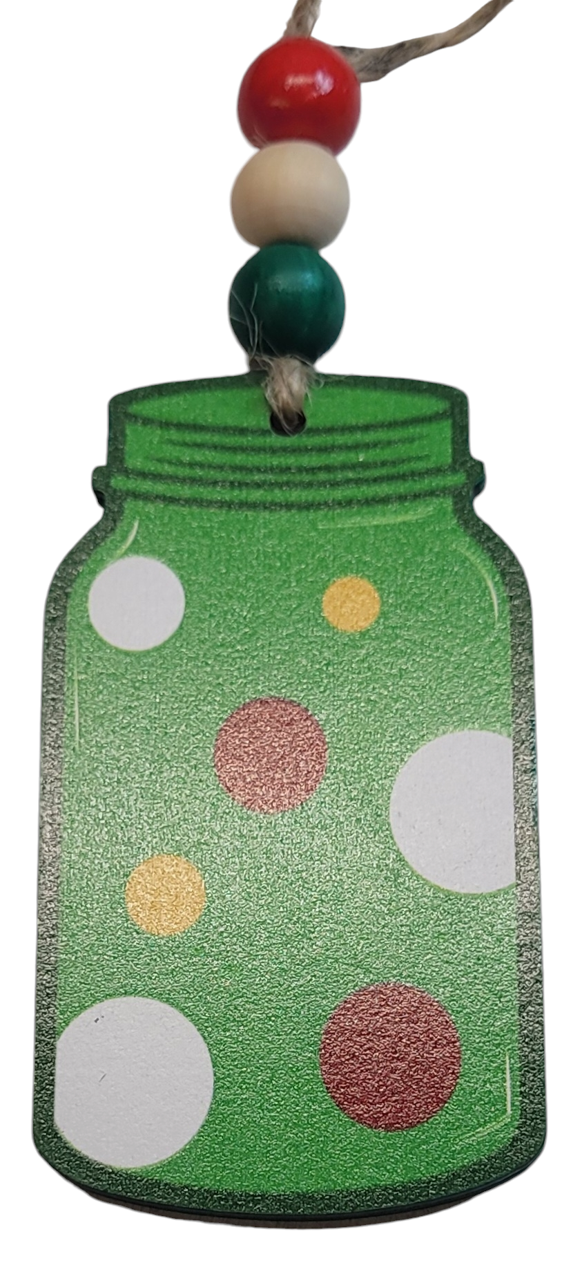 Christmas Mason Jar Wood Beaded Ornament