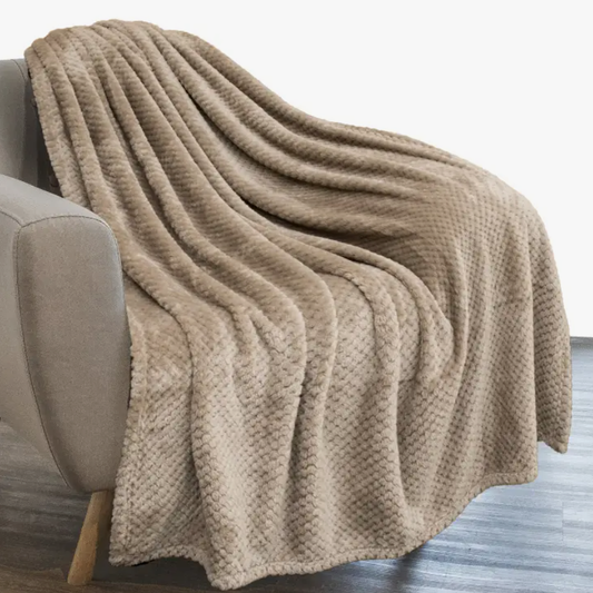Taupe Waffle Textured Fleece Blanket 50" x 60"