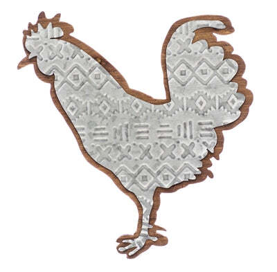 Wood & Metal Chicken Plaque