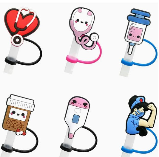 Nurse Theme Silicone Straw Toppers