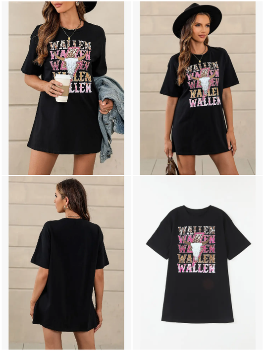 Wallen Cowskull Graphic Oversized Tee