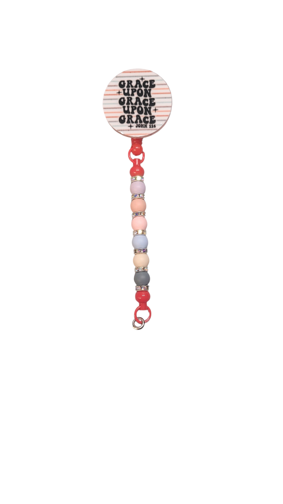 Bead and Crystal Grace Upon Grace Upon Grace  Badge Reel