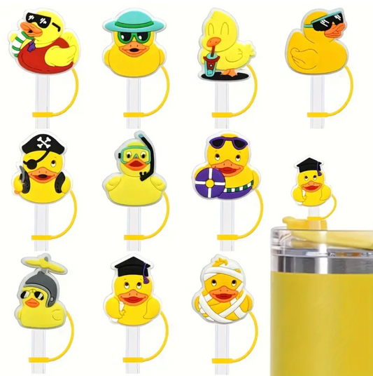 Yellow Rubber Duckie Straw Toppers