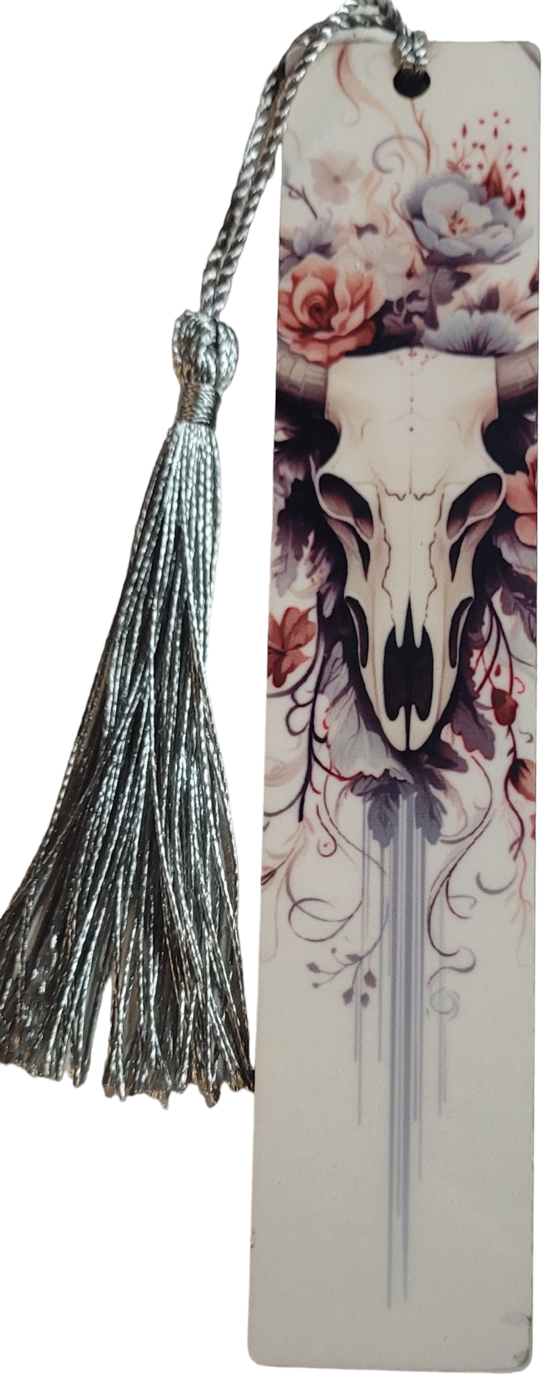 Two Sided Gypsy Skull with Flowers Book Mark