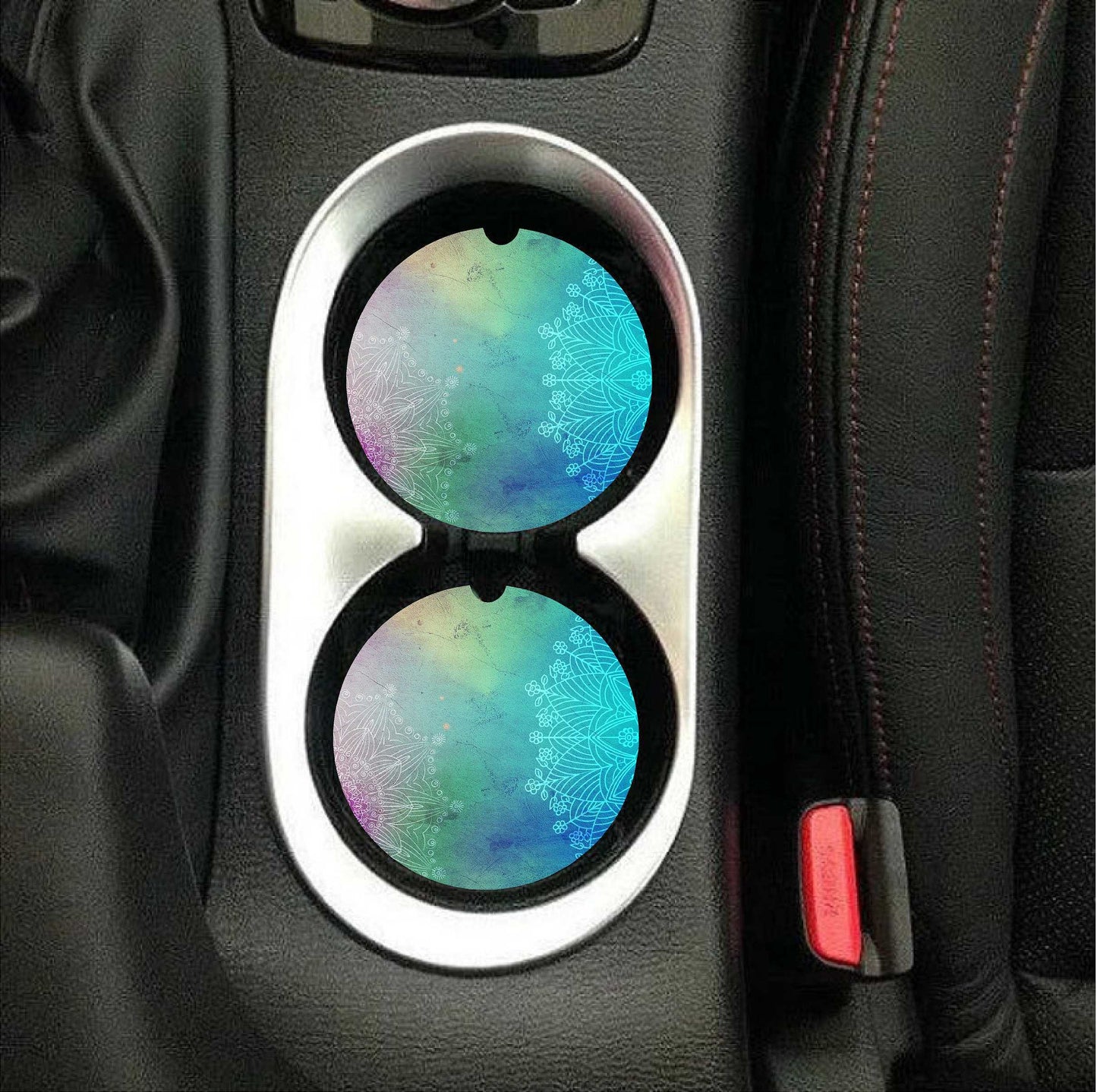 Purple & Blue Mandala Car Coasters