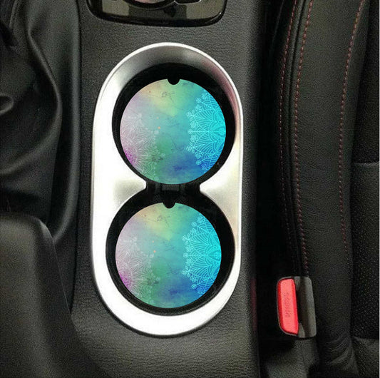 Purple & Blue Mandala Car Coasters