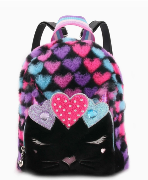 Miss Bella Kitty Plush Heart-Printed Mini Backpack