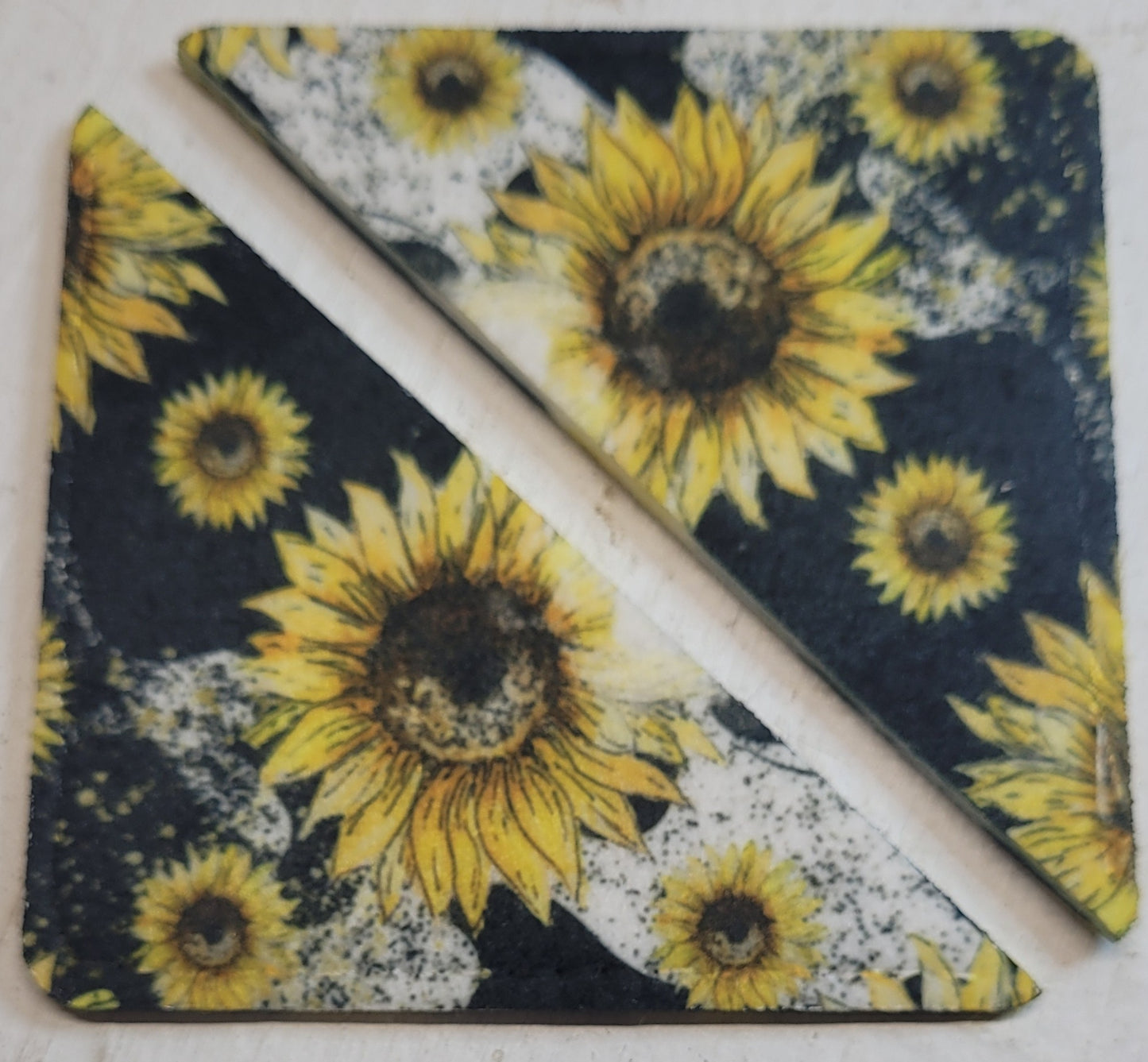 Set of Two Black with Yellow Sunflower Corner Bookmarks
