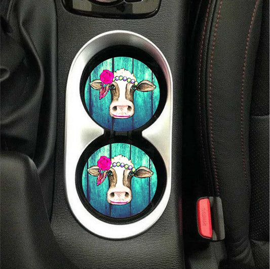 Heifer w/ Pearls Car Coasters